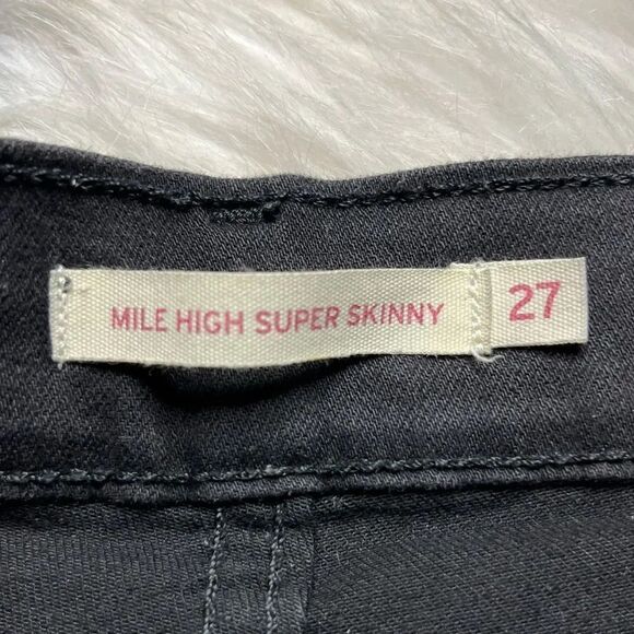 Levis Mile High Super Skinny Distressed Jeans Black Size 27 - Picture 6 of 6